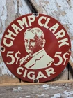 RARE VINTAGE CHAMP CLARK PORCELAIN SIGN OLD TOBACCO CIGAR SMOKING PIPE STORE 12"