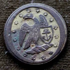 Pre-Civil War Flat 1 Piece Navy Button Circa 1808-1821 TREBLE GILT