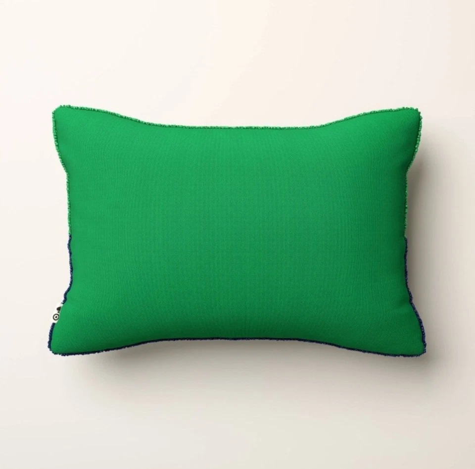 NUEVO CON ETIQUETAS ~ Kate Spade New York "Sofá Patata" Almohada con cuentas Acento Verde Azul Marino Foto 3 de 4