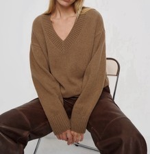 Reformation Jadey Cashmere Oversized V-neck Sweater X-Small