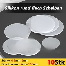 10X Silikon Scheiben Rund Flach Platte Dichtung St&auml;rke 0,5mm - 8mm &Oslash; 5mm -150mm
