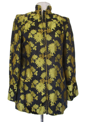 Vintage 50s Ying Tai Co Womens Chinese Jacket M Black Gold Cheongsam