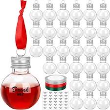 30 Pieces Christmas Booze Balls, Christmas Tree Hanging Ornaments Clear Plast...