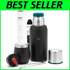 Premium Yerba Mate Kit: Double Wall Insulated Cup, Straw & Flask Gifts Included