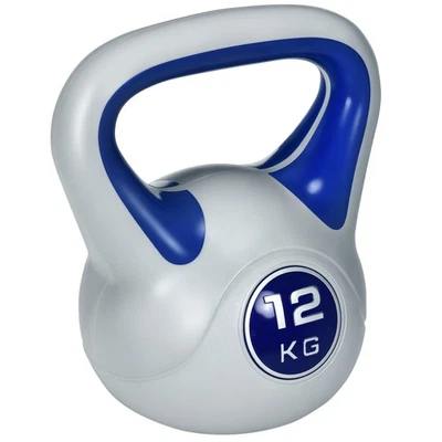 SPORTNOW Kettlebell 12 KG, Bodenschonende Kugelhantel für freies Gewichtstraining Blau