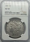 1887 Silver Morgan Dollar AU 58 NGC Certified