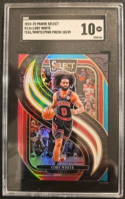Coby White 2024 Select Premier Teal White Pink /49 SGC 10 Bulls