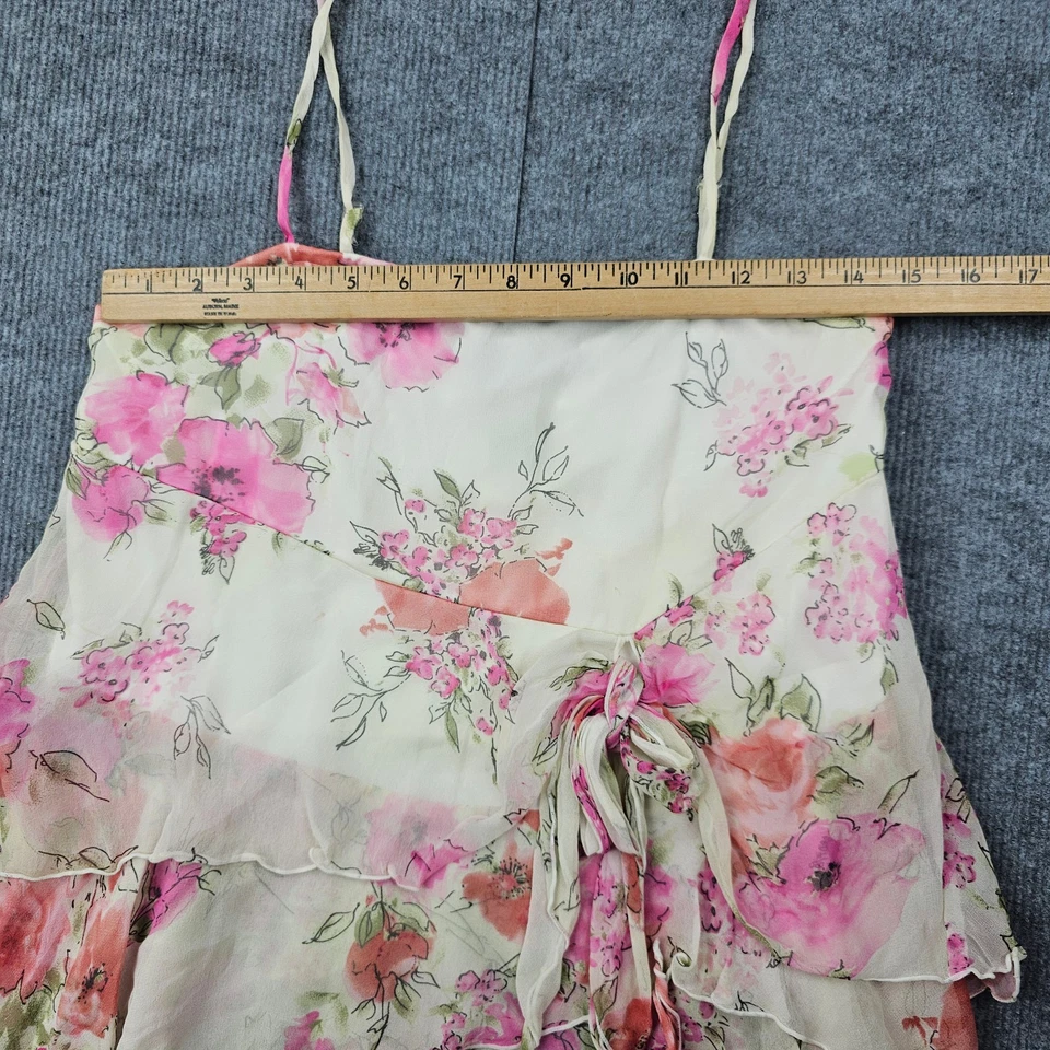 复古 Rampage Top 女式小号 Y2K 花卉丝绸分层褶皱仙女异想天开 — 第 3/4 张图片