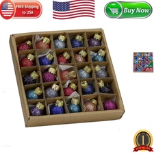 Vibrant Mini 0.78-Inch Glitter Glass Ornaments - 25 Pieces Perfect for Trees