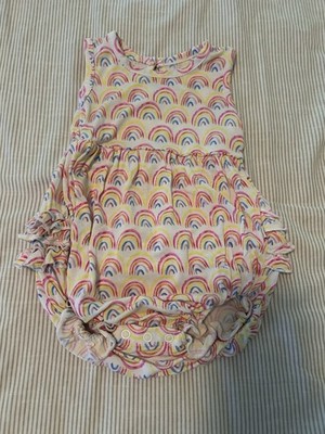 Play by Little Sleepies 6-12 Months Bubble Romper Rainbow Ruffles Bamboo Girl