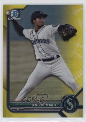 2022 Bowman Chrome Prospects Yellow Refractor 73/75 Noelvi Marte #BCP-186 ni4