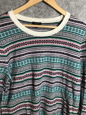 Talbots Sweater Womens Large Multicolor Fair Isle Lambswool Blend Crewneck Knit