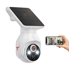 1080p WiFi Outdoor Security Camera with Solar Panel, Battery Powered, AI Moti...