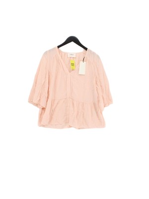 Ba&sh Damen Bluse UK 10 Rosa 100% Viskose 3/4 Arm V-Ausschnitt Basic
