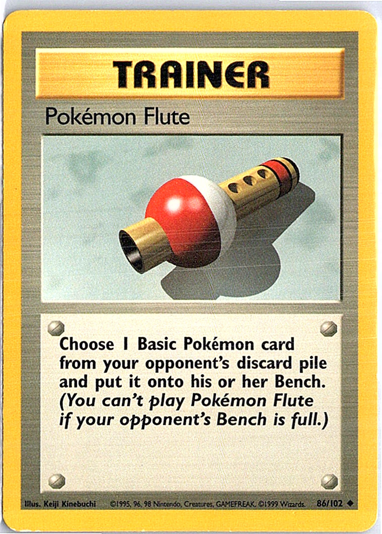 LP Pokemon Cards: Base Set Uncommon: Pokemon Flute 86/102 Trainer