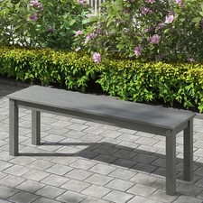 2-3 Person Patio Bench Backless Garden Park Bench Slatted Seat Grey
