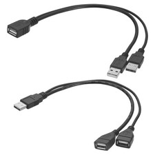 2 Pcs Y Splitter Cord, 0.32 M/12.6 " 2.0 Male to 2 Female, 2.0 Female to 2 Male