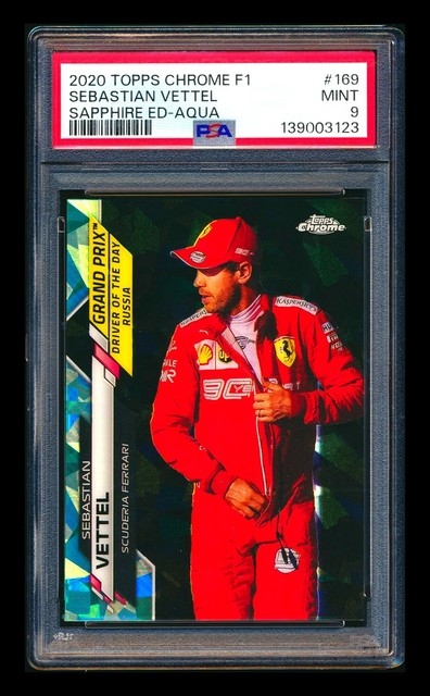 2020 Topps Chrome Sapphire F1 169 Sebastian Vettel RC Aqua Refractor 55/99 PSA 9