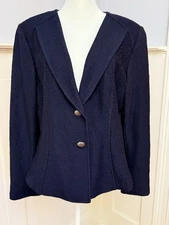 St. John Women’s Sz 14 Blazer Jacket Knit Silver Buttons