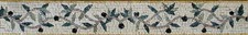 Botanical Mosaic Tile Border: Marble Floral Branch, 6" x 40"