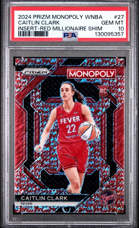 2024 Panini Prizm Caitlin Clark Monopoly Red Millionaire Shimmer #27 PSA 10