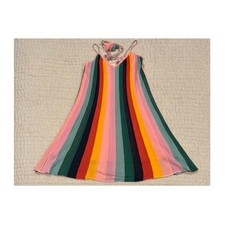 Farm Rio x Anthropologie Crochet Mini Dress M NEW Rainbow Stripe Boho Resortwear