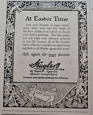 1919 Huyler's Chocolate Candy at Easter time Vintage  Cherubs Art Ad 