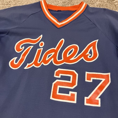 Tidewater Tides #27 Sandknit Blue Alternate Jersey Men L 1986 Tim Corcoran Mets