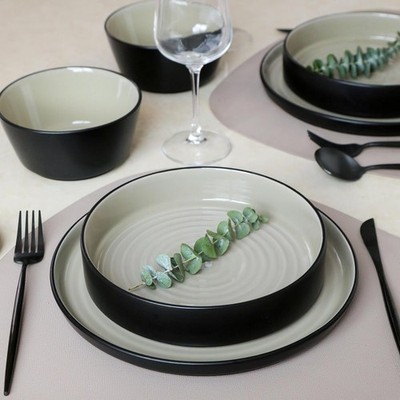 Stone Lain Elica 24-Piece Modern Dinnerware Set Stoneware Plates & Bowl Sets 
