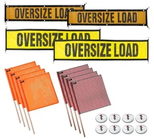Oversize Load Sign Safety Kit 8 Safety Flags, 2Magnetic Reflective & 2 Load Sign