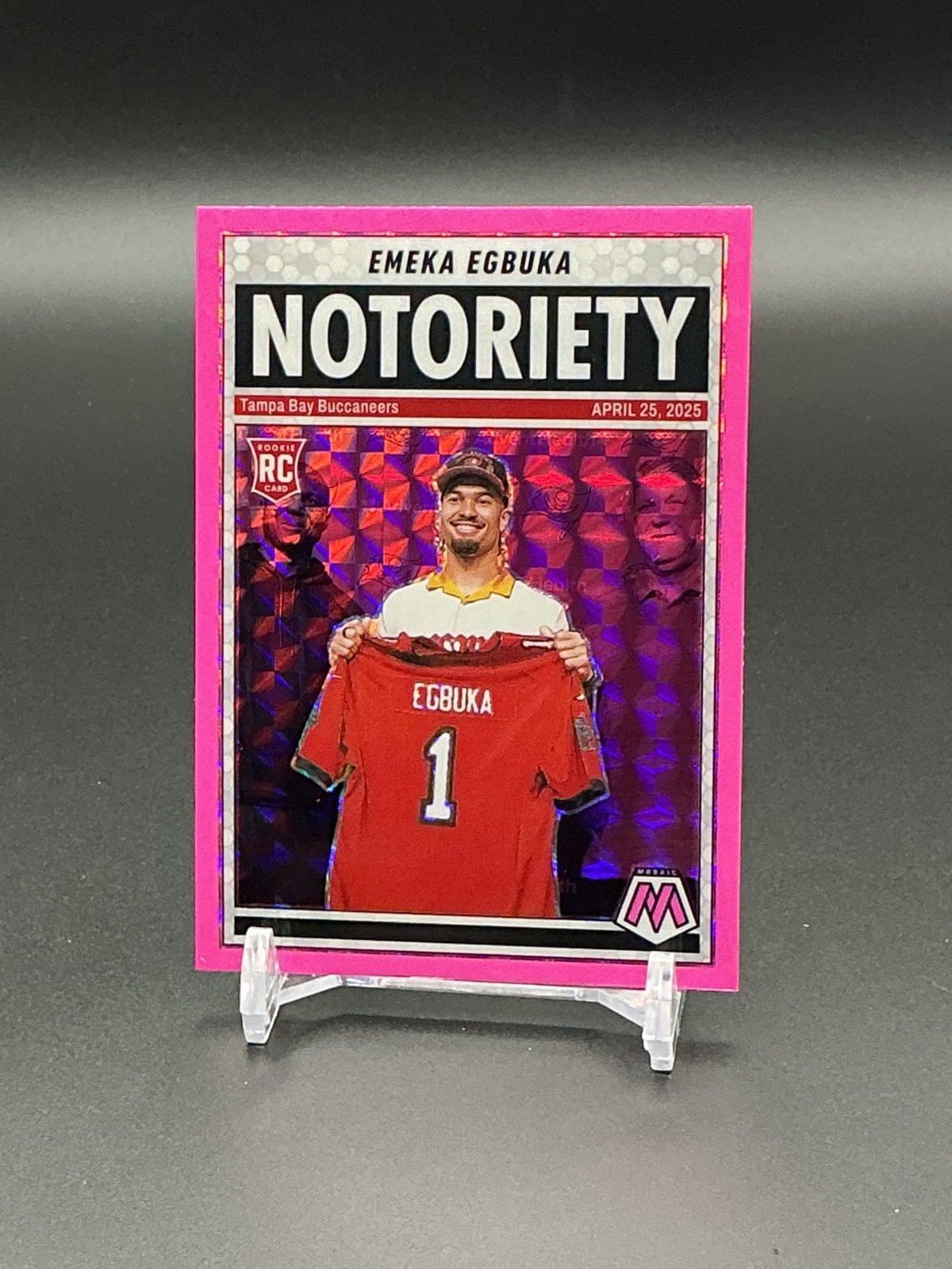 2025 Panini Mosaic Notoriety #16 Emeka Egbuka - Mosaic Pink Fluorescent RC