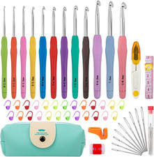 12 Sizes Crochet Hook Set, 51 Pack Yarn Crochet Kit for Beginners