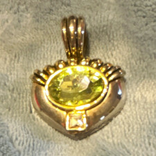 Gold Metal Heart Charm Pendant, Oval Bezel Ce...