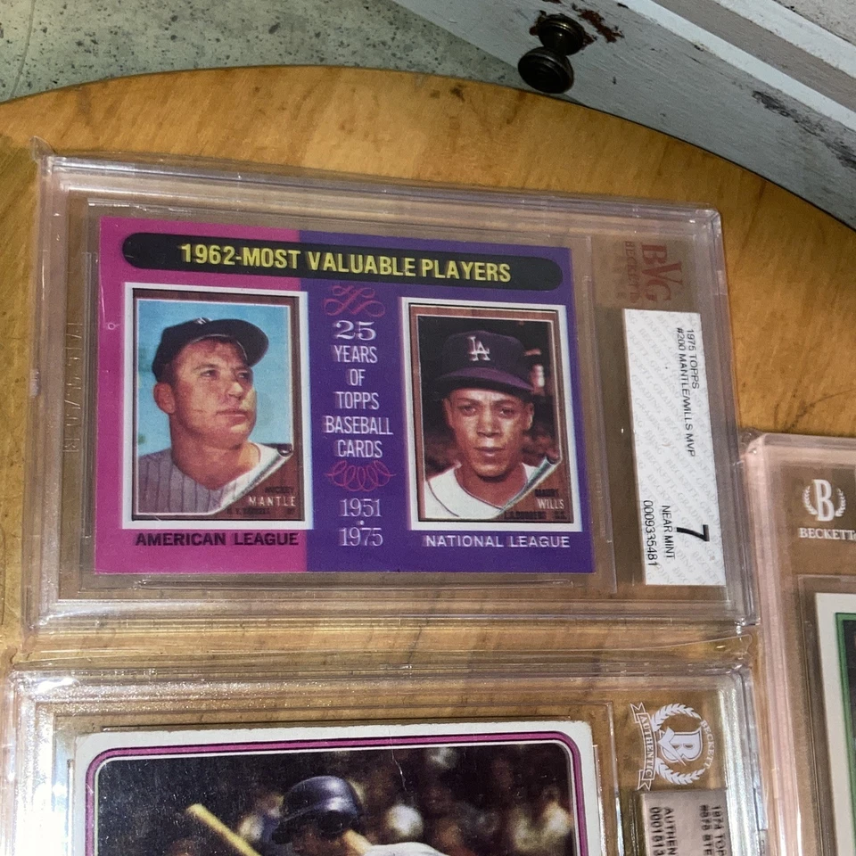 7 Card HOF AS - BGS BVG Vintage Baseball Lot Mantle Mattingly RC 70’s 80’s AUTO - Image 4 of 4