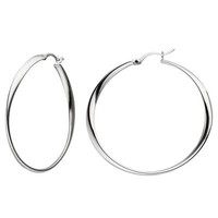 Paar Creolen 44,4Mm Klappcreolen, Rund, 925 Silber Rhodiniert Ohrschmuck, Damen