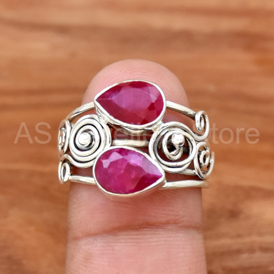 925 Sterling Silver Ring, Ruby Ring, Gemstone Jewelry, Stylish Silver Ring - Image 2 of 4