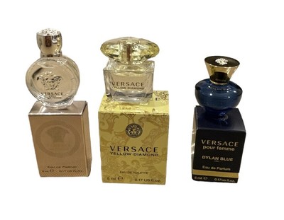 3 Pieces Mini Versace Set Women 0.17 oz/5 ml Yellow Diamond,Eros EDP, Dylan Blue