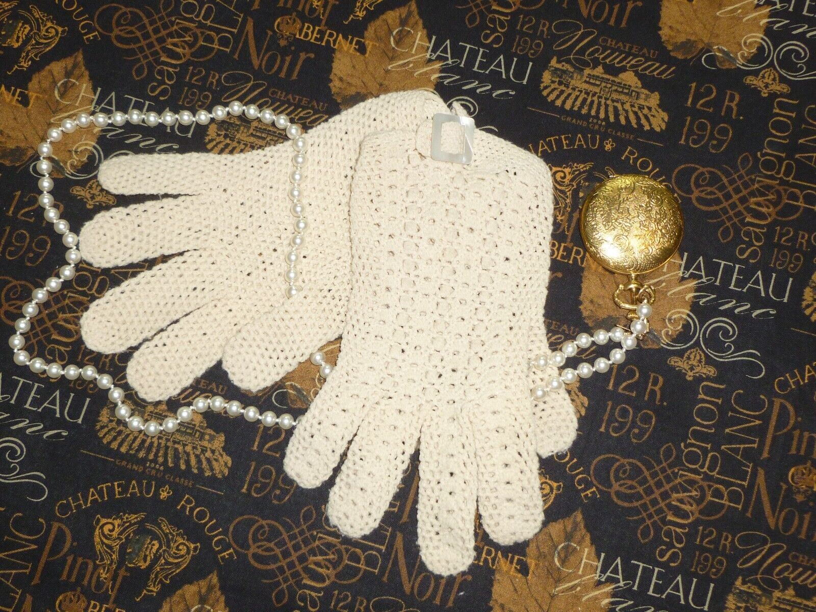 Antique Lace Gloves Handmade Crochet Lace Mother … - image 1