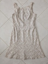 White House Black Market Ivory Chanpagne Lace Sleeveless Midi Dress size 8