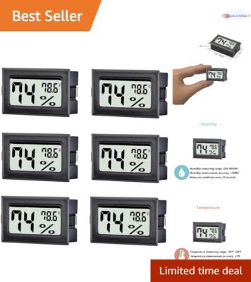 6 Pack Digital Thermometer Hygrometer Indoor Temp Humidity Meter Gauge