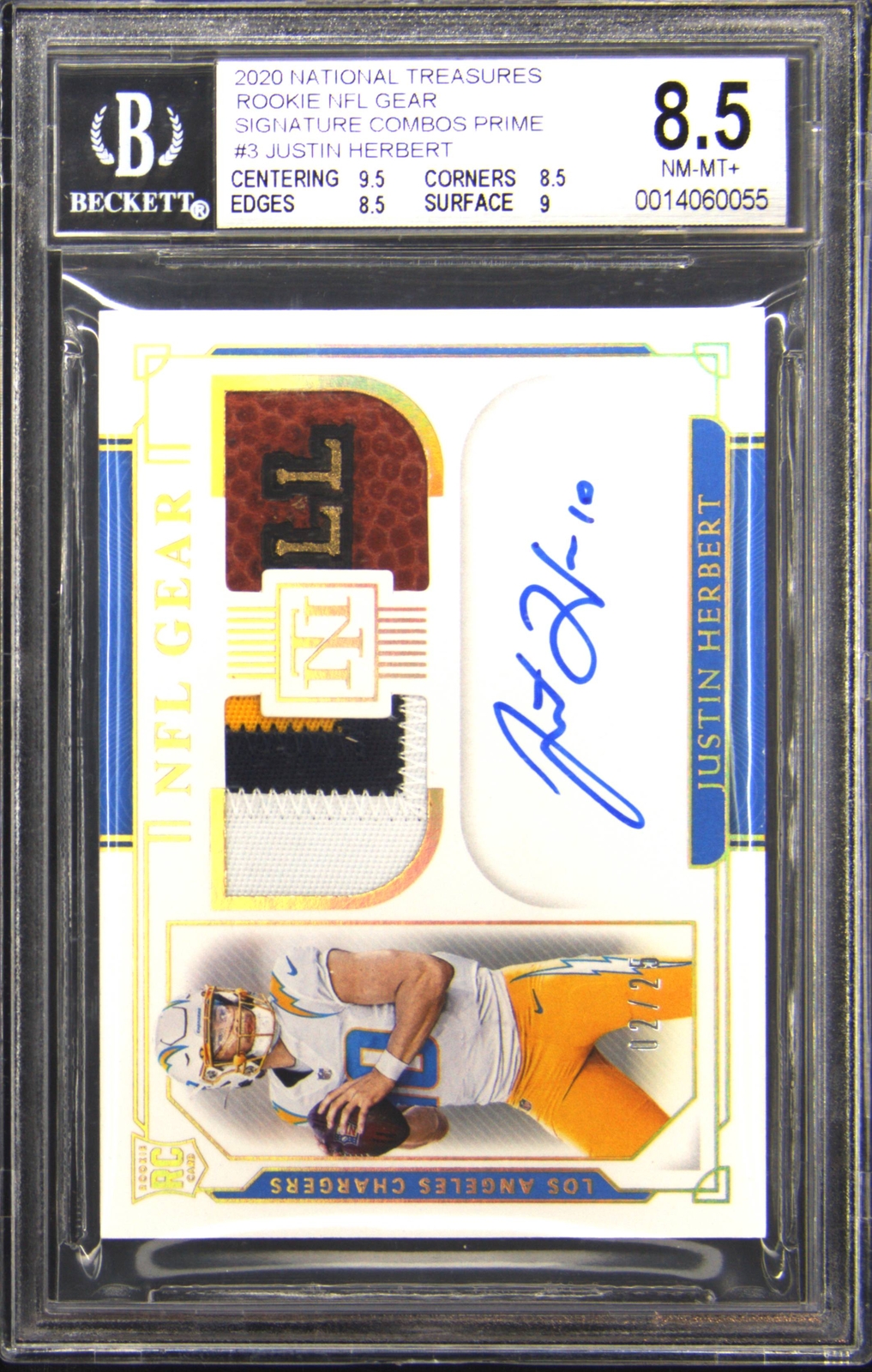 Justin Herbert Panini National Treasures Rookie NFL Gear Signatures Combos #JH Prime