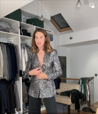 Zara Black Silver Sequin Blazer Jacket Size Medium TRINNY Ref