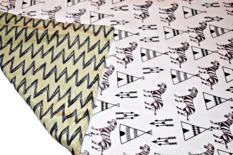 G3!WOW! MODERNO BEBÉ Verde Chevron Cebra Tipi Felpa Terciopelo Bebé Cuna Manta Foto 3 de 4