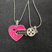 Best Friends Forever Heart  Key Necklaces- Set Of 2 Silver Toned