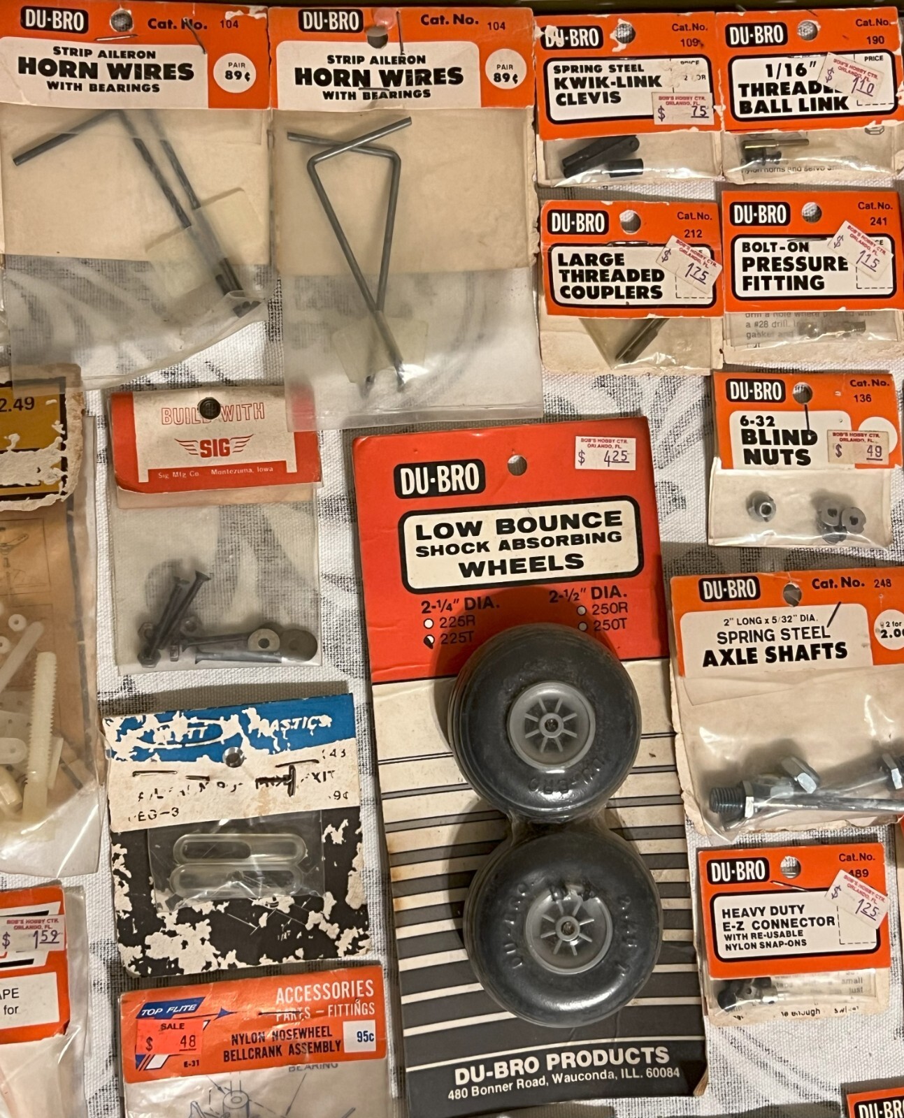 Over 35 Piece DuBro Sig Carl Goldberg Rc Plane Parts Lot NOS plus used