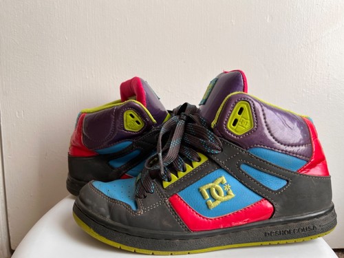 purple and green dc shoes