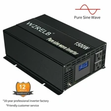 1500W Pure Sine Wave Inverter 36V to 110V 220V Power Converter Car LCD Camp