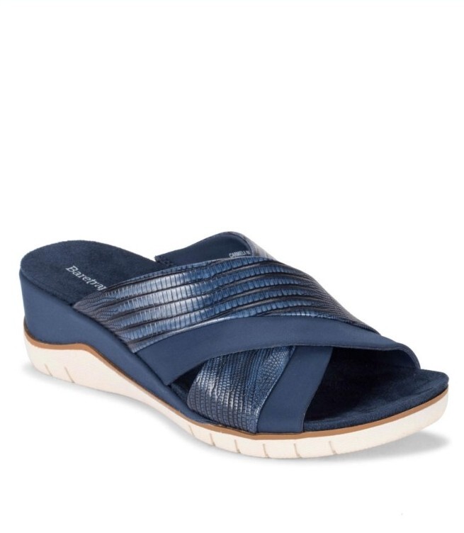 navy blue dress wedge sandals Choice Words Platform Wedge Heeled Sandals (Navy)