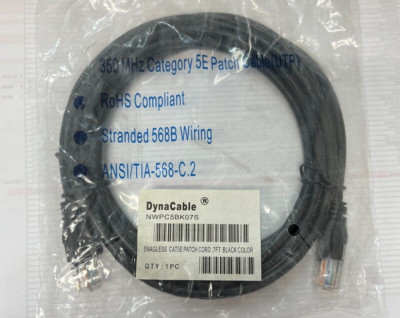 NWPC5BK07S DYNA CABLE SNAGLESS CAT5E PATCH CORD 7FT BLACK