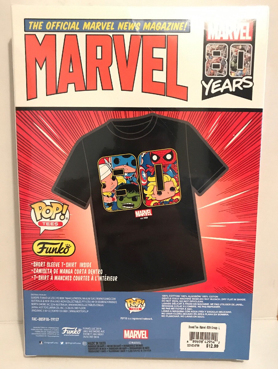 Funko POP! Tees Limited Edition Marvel 80 Years Avengers Size L T